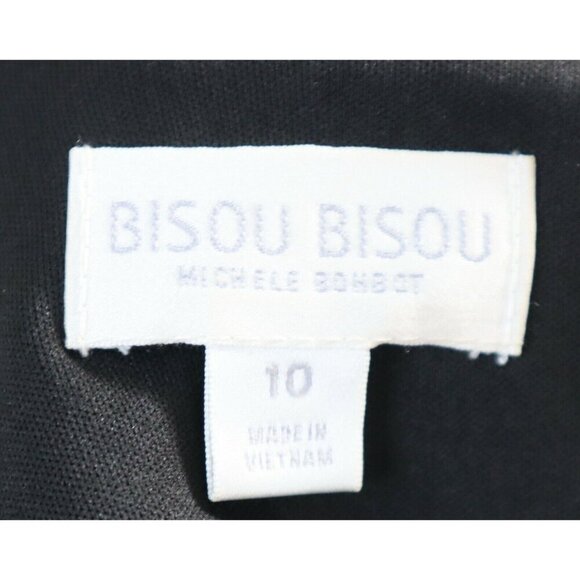 BISOU BISOU MICHELE BOHBOT - WOMEN'S BLACK OFF THE SHOULDER DRESS - SIZE 10 - Picture 8 of 8